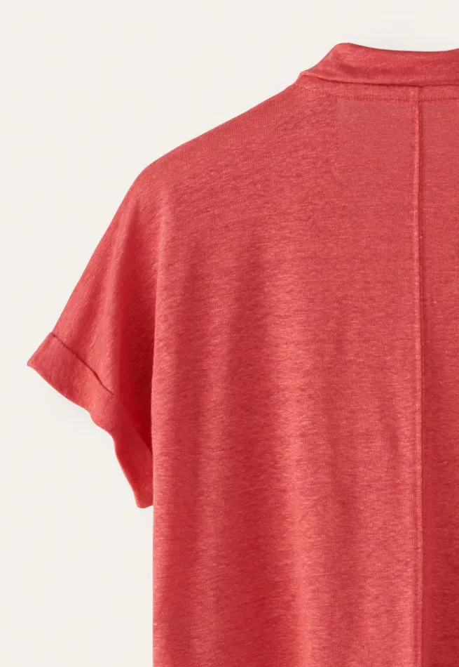 Women Jersey Blouse Coral Pink Poetry Fashion TShirt and Tops