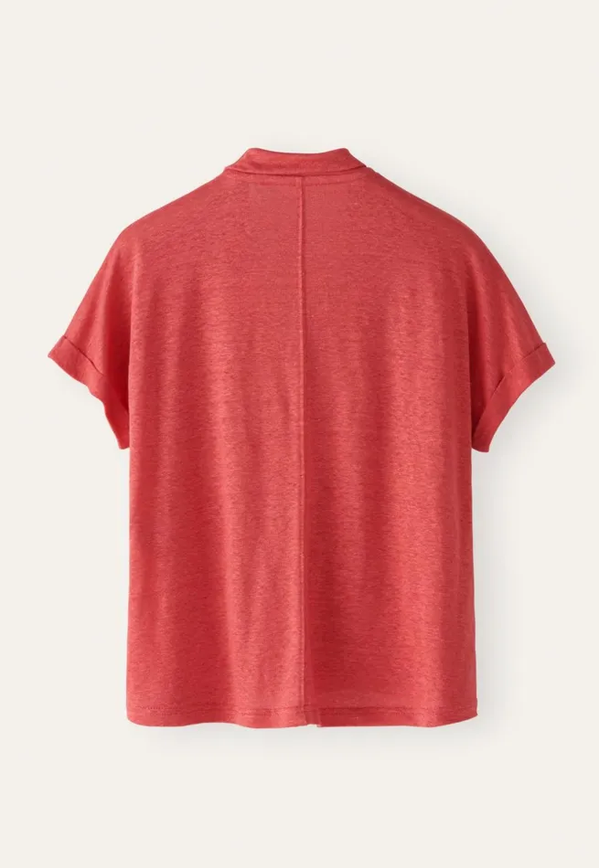 Women Jersey Blouse Coral Pink Poetry Fashion TShirt and Tops