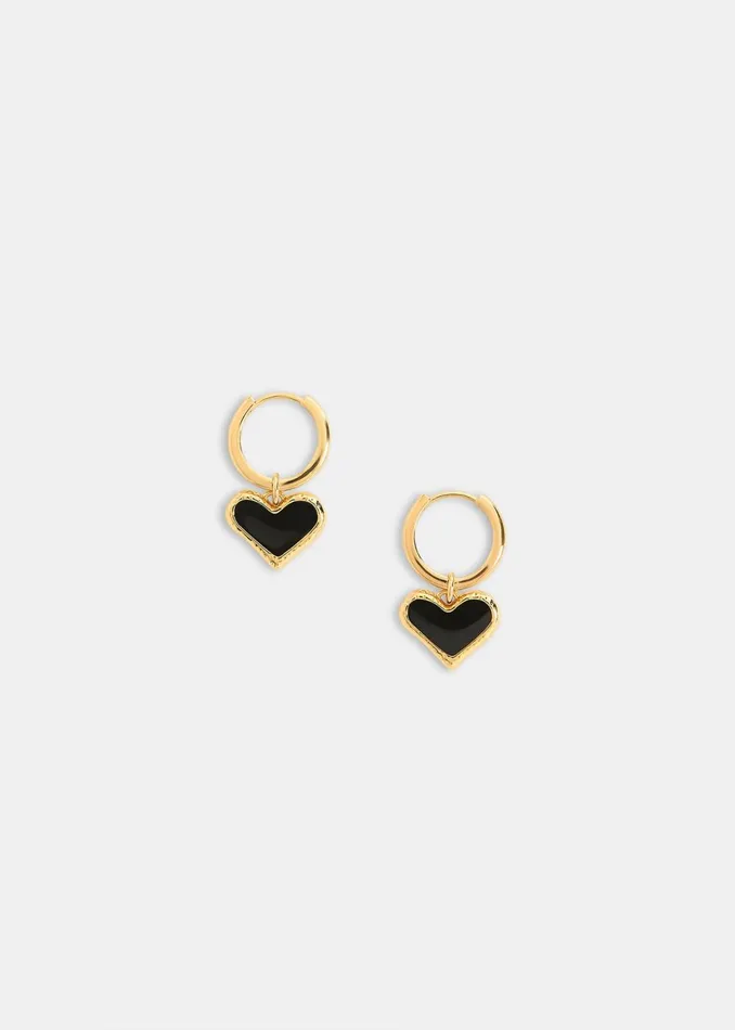 Women Jewellery Whistles Gold Enamel Heart Huggie Earring
