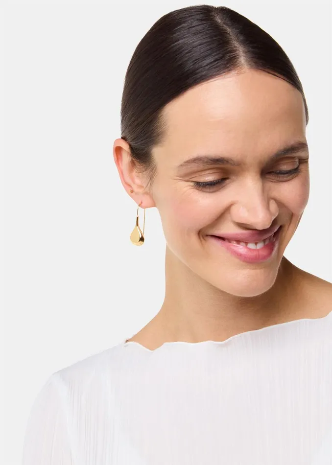 Women Jewellery Whistles Gold Flat Teardrop Wire Earring