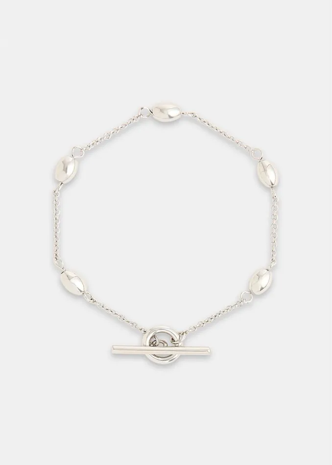 Women Jewellery Whistles Silver Oval Beaded T Bar Bracelet