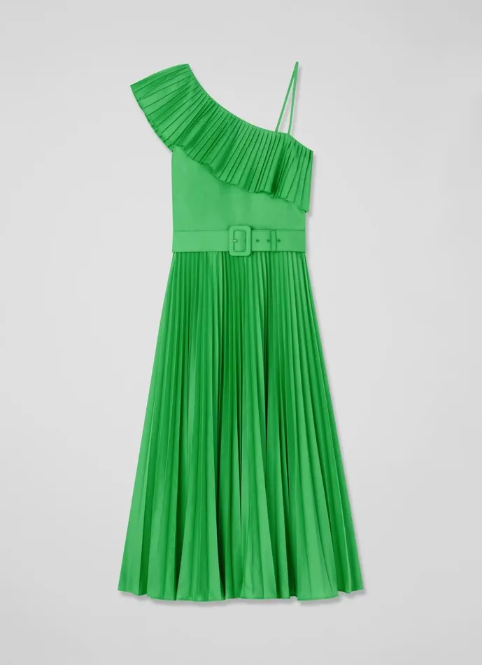 Women Josephine Green OneShoulder Pleated Dress Green LKBennett Dresses Women Josephine Green OneShoulder Pleated Dress Green LKBennett Dresses