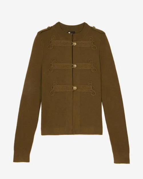 Women Jumpers and Cardigans The Kooples Khaki OfficerStyle Cardigan Kaki