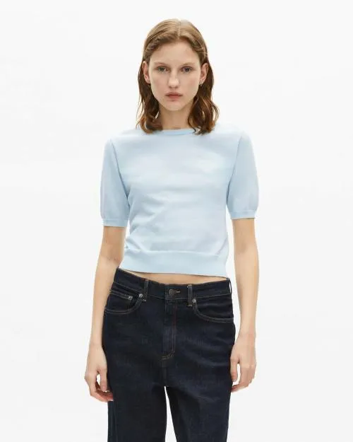 Women Jumpers and Cardigans The Kooples Light Blue ShortSleeved Sweater Baby Blue