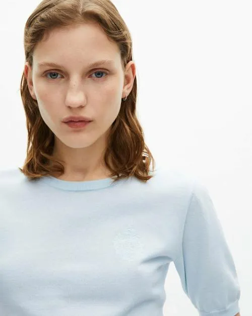 Women Jumpers and Cardigans The Kooples Light Blue ShortSleeved Sweater Baby Blue