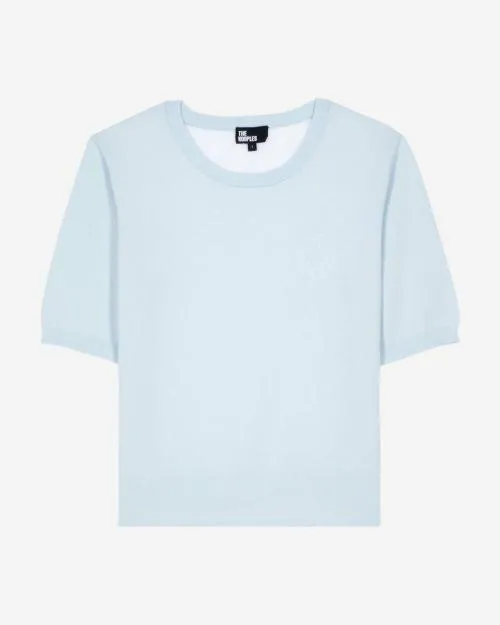 Women Jumpers and Cardigans The Kooples Light Blue ShortSleeved Sweater Baby Blue