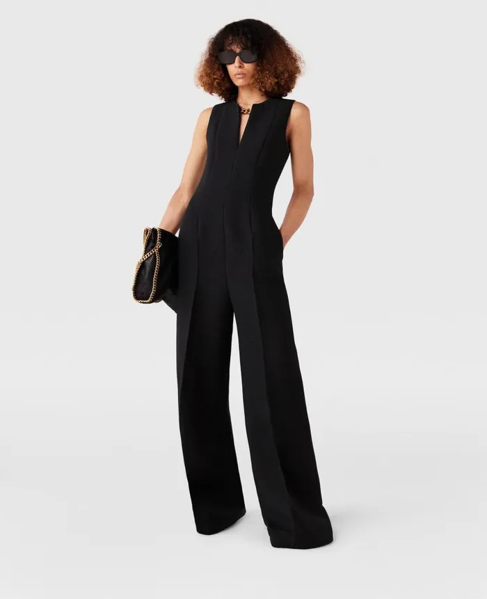 Women Jumpsuits Stella McCartney ChainEmbellished OpenBack Jumpsuit Midnight Black
