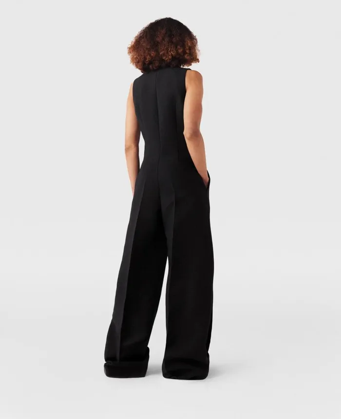Women Jumpsuits Stella McCartney ChainEmbellished OpenBack Jumpsuit Midnight Black