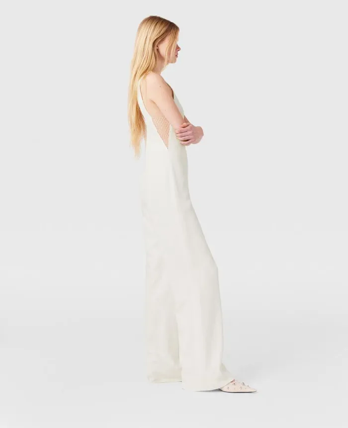 Women Jumpsuits Stella McCartney Crystal Mesh Deep V Jumpsuit Pure White