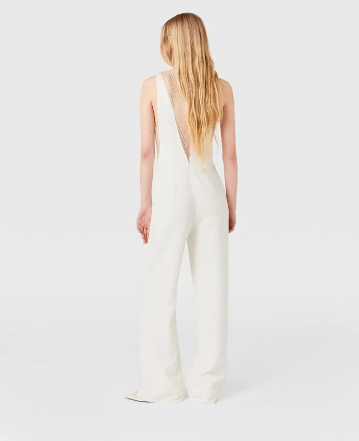 Women Jumpsuits Stella McCartney Crystal Mesh Deep V Jumpsuit Pure White