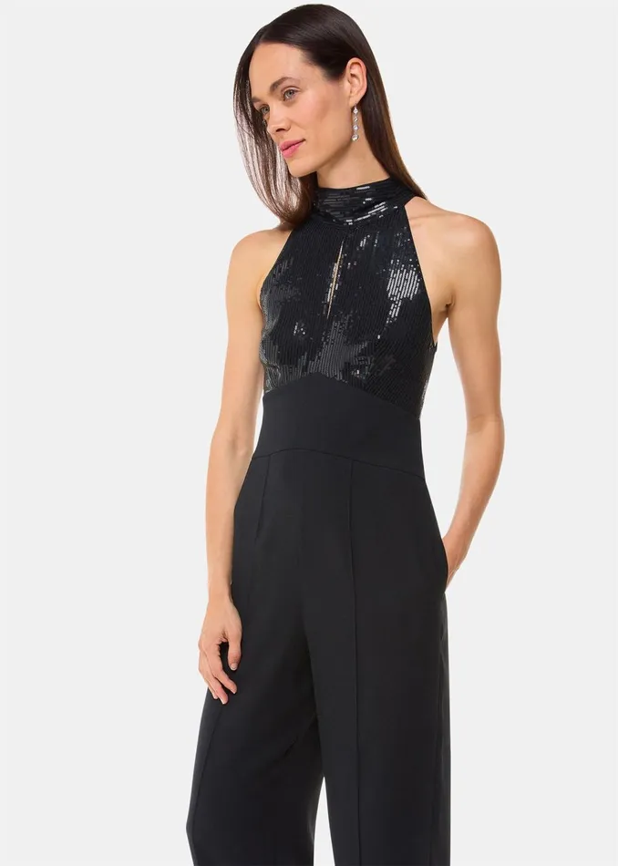 Women Jumpsuits Whistles Black Leah Sequin Bodice Jumpsuit