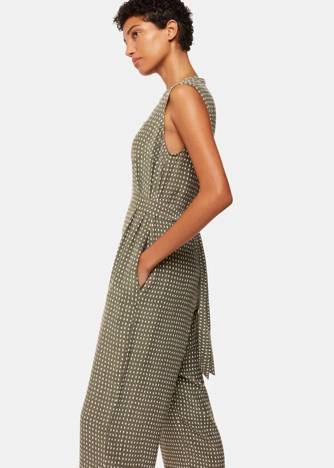 Women Jumpsuits Whistles Khaki Oval Spot Josie Jumpsuit