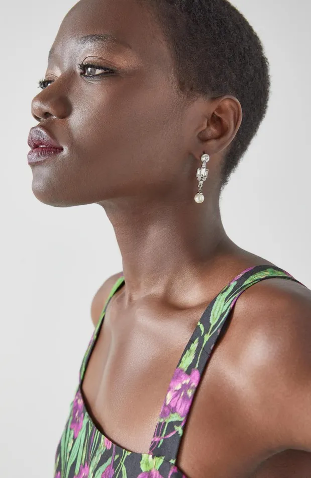 Women Kiara Crystal And Pearl Art DecoStyle Earrings LKBennett Jewellery