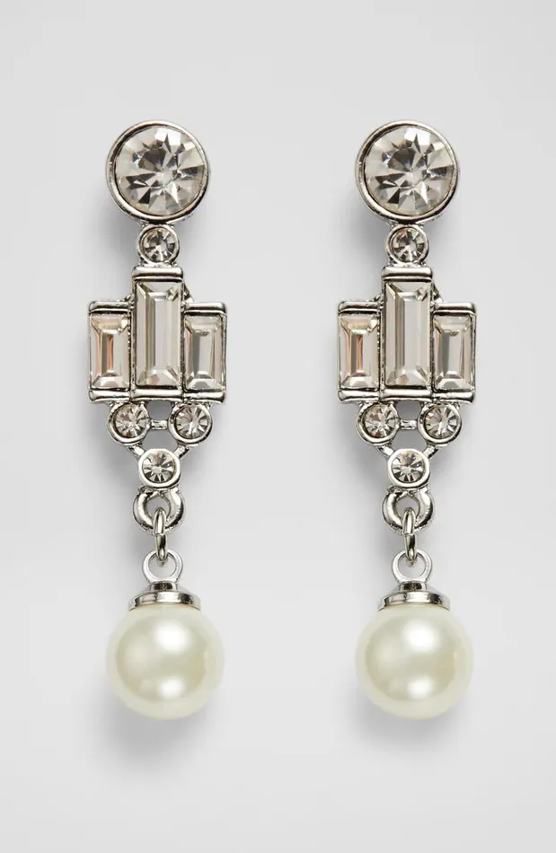 Women Kiara Crystal And Pearl Art DecoStyle Earrings LKBennett Jewellery