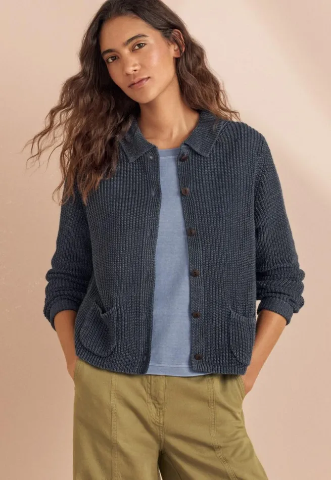 Women Knitted Jacket Petrol Grey Poetry Fashion Cardigans