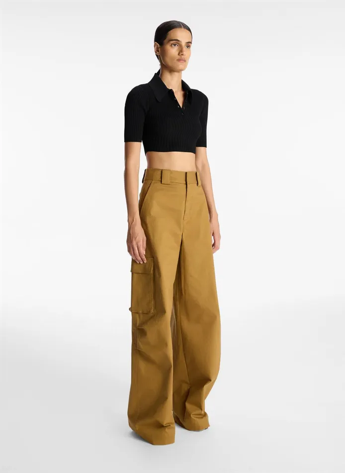 Women Knitwear ALC Cropped Atlas Rib Knit Top Black