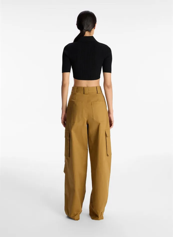 Women Knitwear ALC Cropped Atlas Rib Knit Top Black