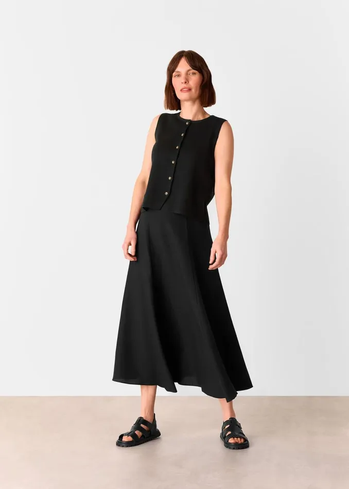 Women Knitwear and Cashmere Whistles Black Lucy Button Front Knit Tank