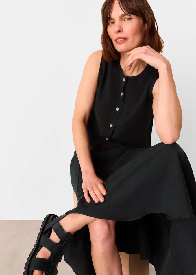 Women Knitwear and Cashmere Whistles Black Lucy Button Front Knit Tank