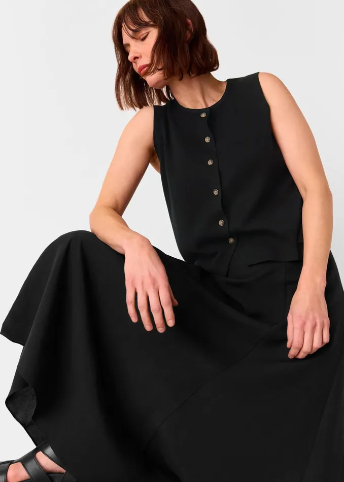 Women Knitwear and Cashmere Whistles Black Lucy Button Front Knit Tank