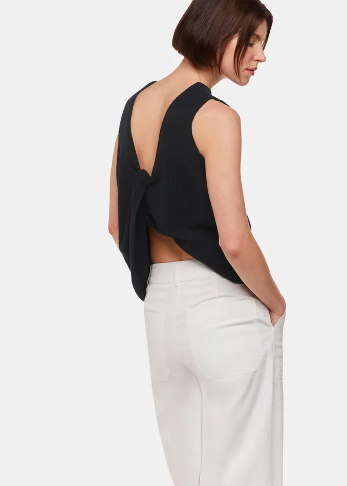 Women Knitwear and Cashmere Whistles Black Twist Back Detail Tank