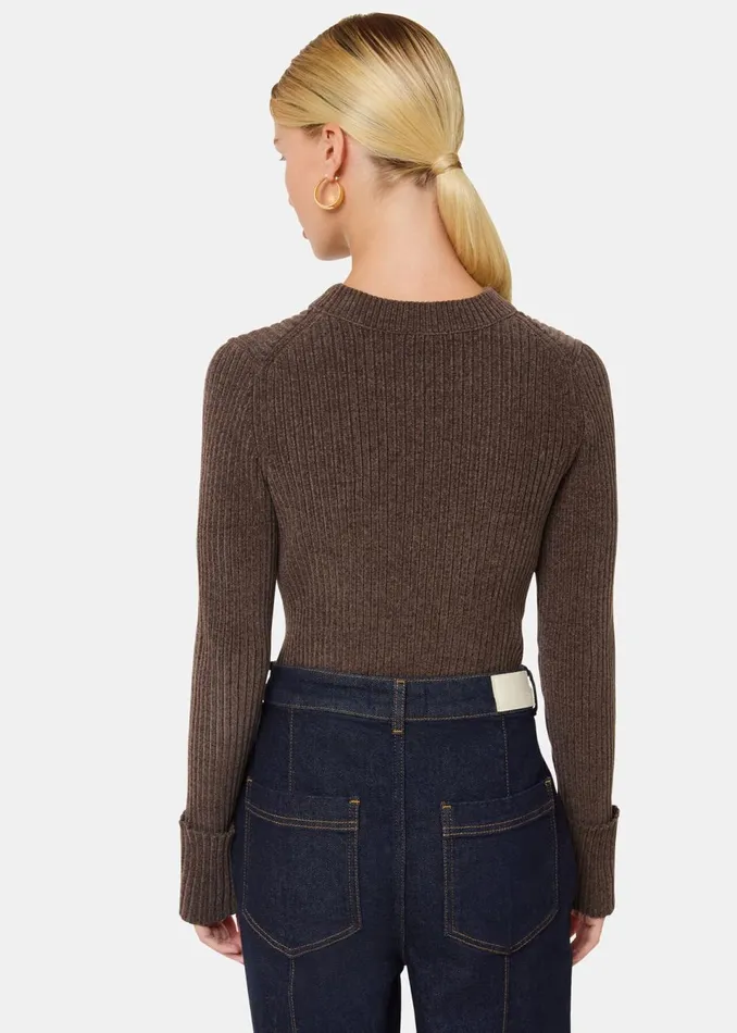 Women Knitwear and Cashmere Whistles Brown Chenille Rib Detail Knit