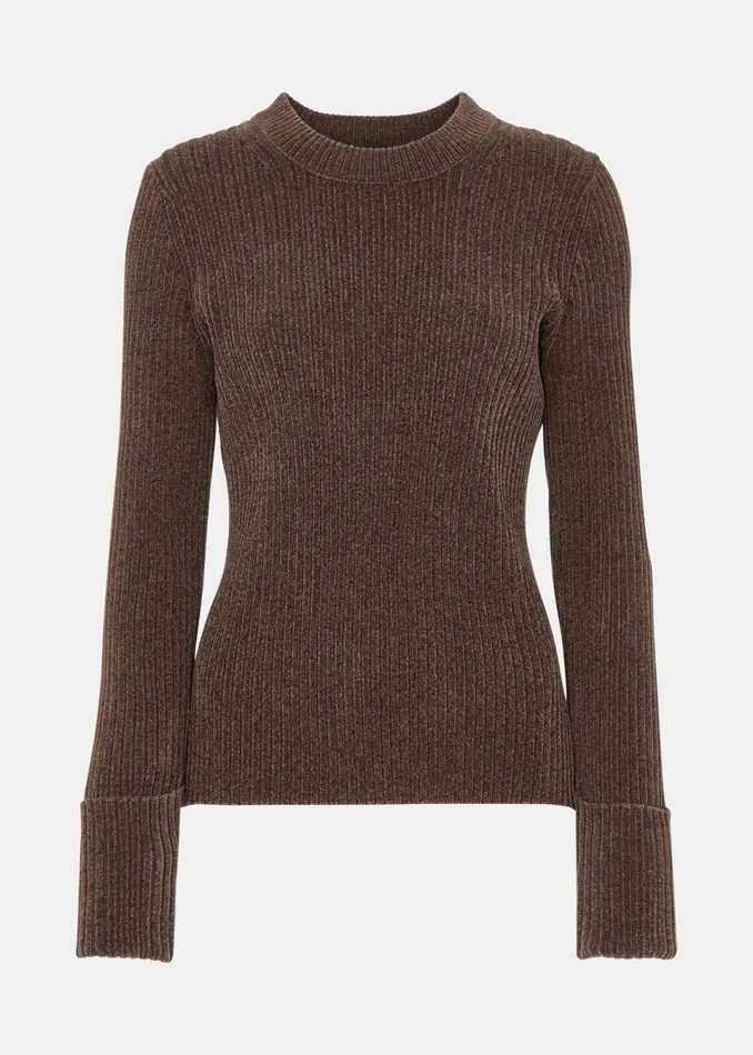 Women Knitwear and Cashmere Whistles Brown Chenille Rib Detail Knit