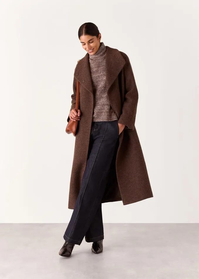 Women Knitwear and Cashmere Whistles Brown Textured Funnel Neck Knit