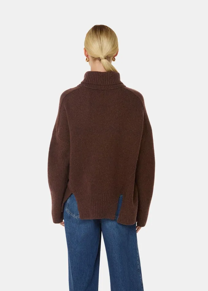 Women Knitwear and Cashmere Whistles Brown Wool Roll Neck Knit