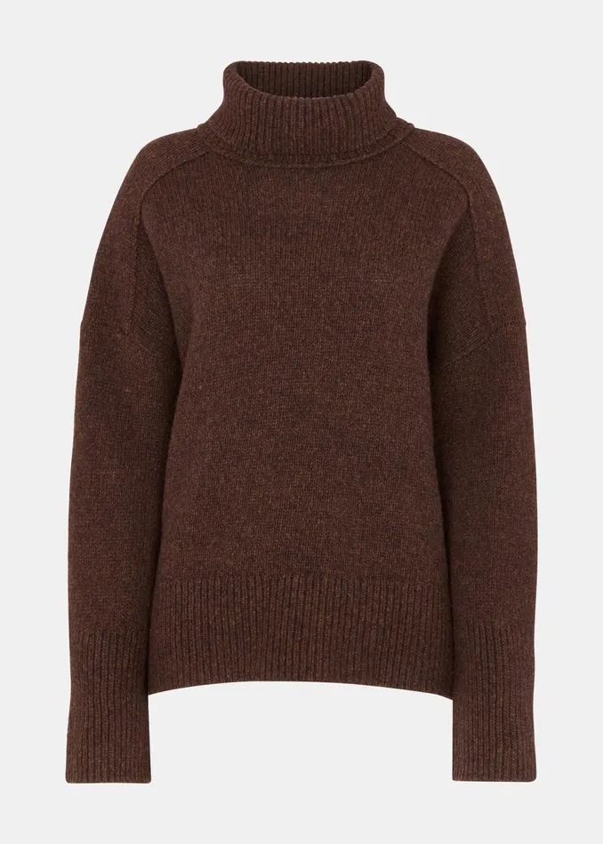 Women Knitwear and Cashmere Whistles Brown Wool Roll Neck Knit