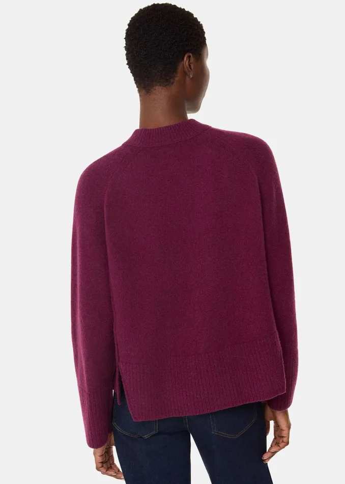 Women Knitwear and Cashmere Whistles Burgundy Wool Mix Side Split Knit