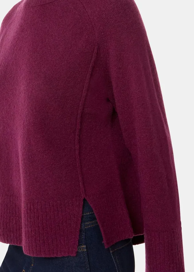 Women Knitwear and Cashmere Whistles Burgundy Wool Mix Side Split Knit