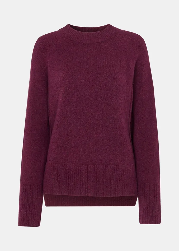 Women Knitwear and Cashmere Whistles Burgundy Wool Mix Side Split Knit