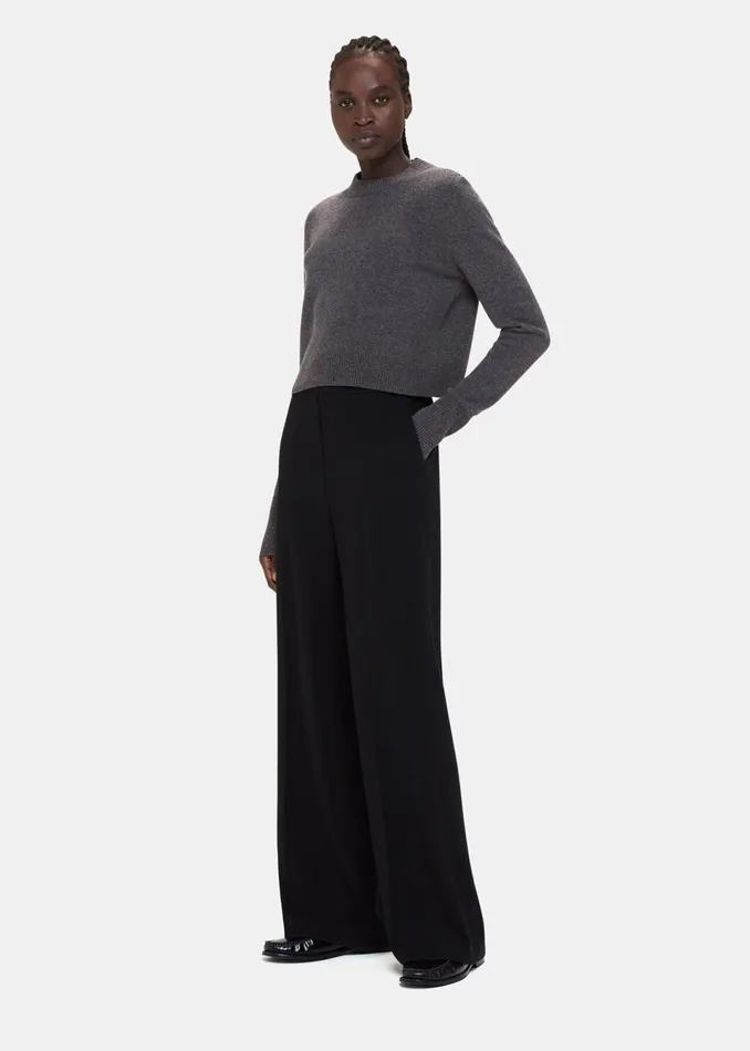Women Knitwear and Cashmere Whistles Dark Grey Wool Cropped Sweater