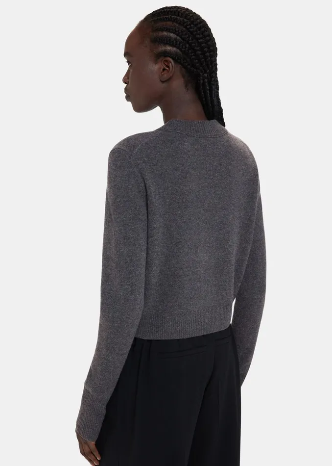 Women Knitwear and Cashmere Whistles Dark Grey Wool Cropped Sweater