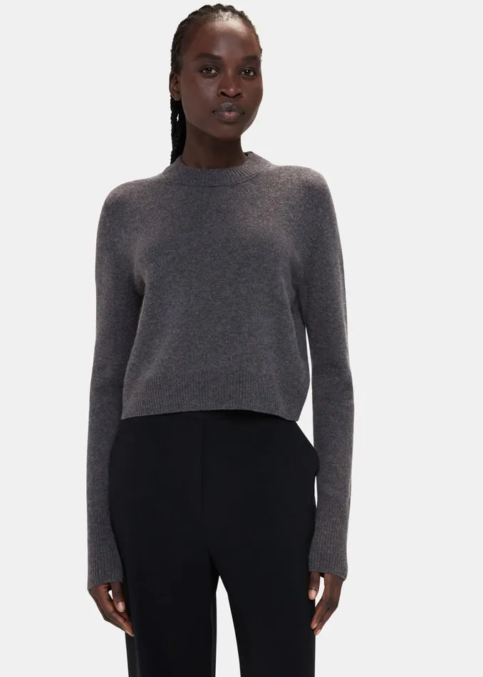 Women Knitwear and Cashmere Whistles Dark Grey Wool Cropped Sweater