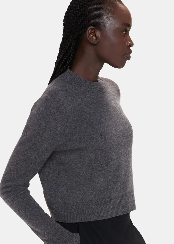 Women Knitwear and Cashmere Whistles Dark Grey Wool Cropped Sweater