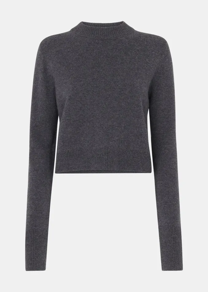 Women Knitwear and Cashmere Whistles Dark Grey Wool Cropped Sweater