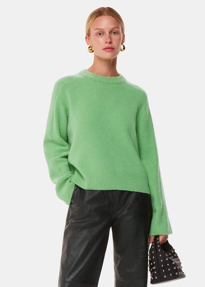 Women Knitwear and Cashmere Whistles Green Alana Wool Mix Crew Neck