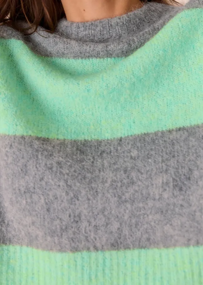 Women Knitwear and Cashmere Whistles Green Alpaca Mix Stripe Knit