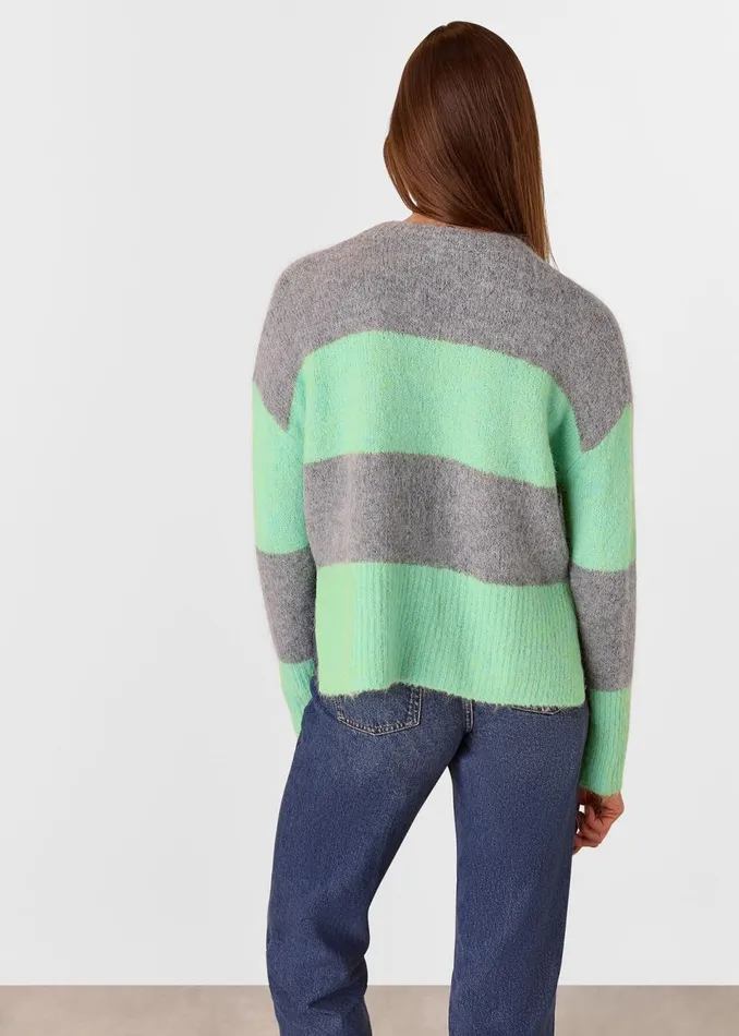 Women Knitwear and Cashmere Whistles Green Alpaca Mix Stripe Knit