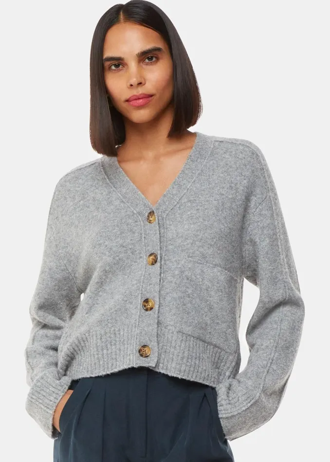 Women Knitwear and Cashmere Whistles Grey Marl Wool Mix Pocket Cardigan