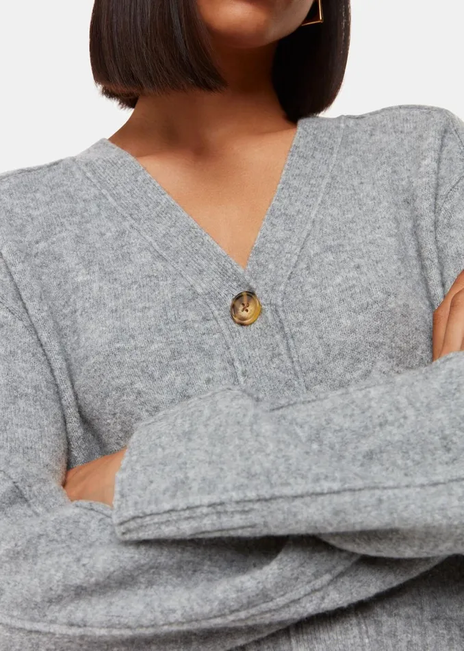 Women Knitwear and Cashmere Whistles Grey Marl Wool Mix Pocket Cardigan