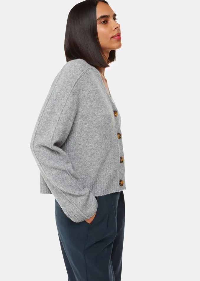 Women Knitwear and Cashmere Whistles Grey Marl Wool Mix Pocket Cardigan