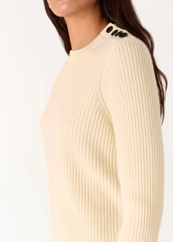 Women Knitwear and Cashmere Whistles Ivory Button Detail Longline Knit