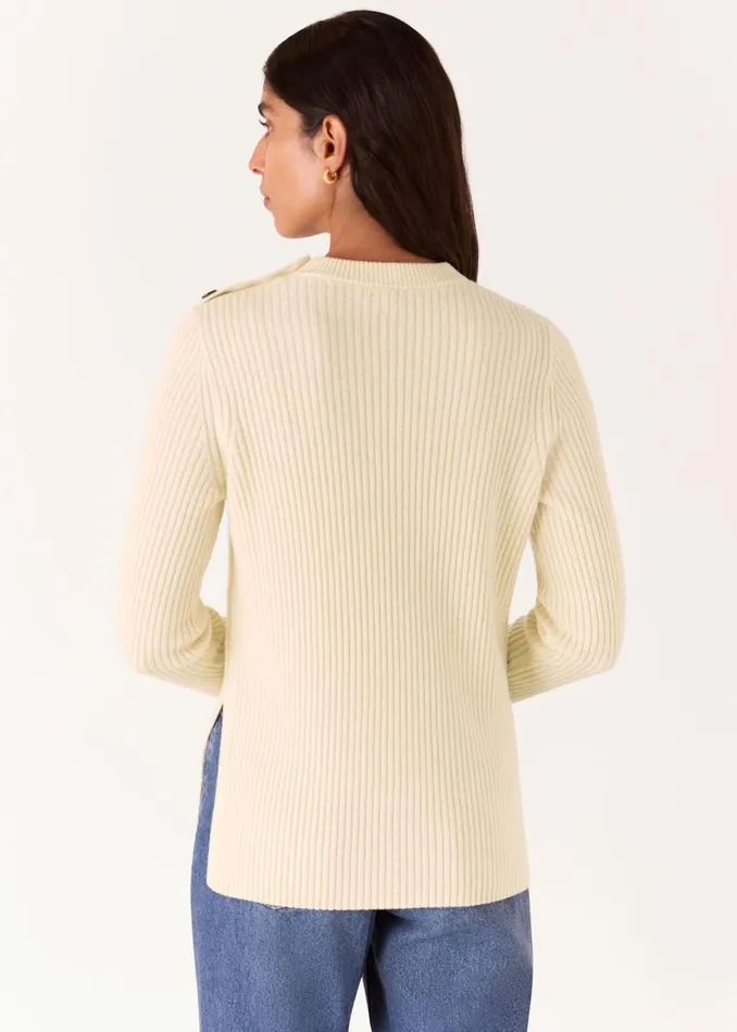 Women Knitwear and Cashmere Whistles Ivory Button Detail Longline Knit
