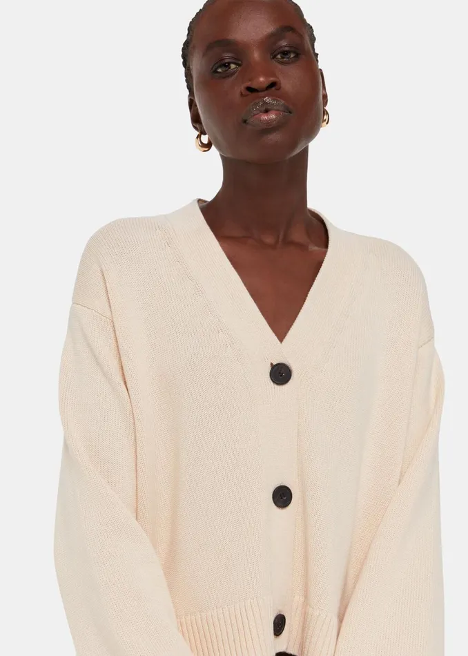 Women Knitwear and Cashmere Whistles Ivory Nina Button Front Cardigan