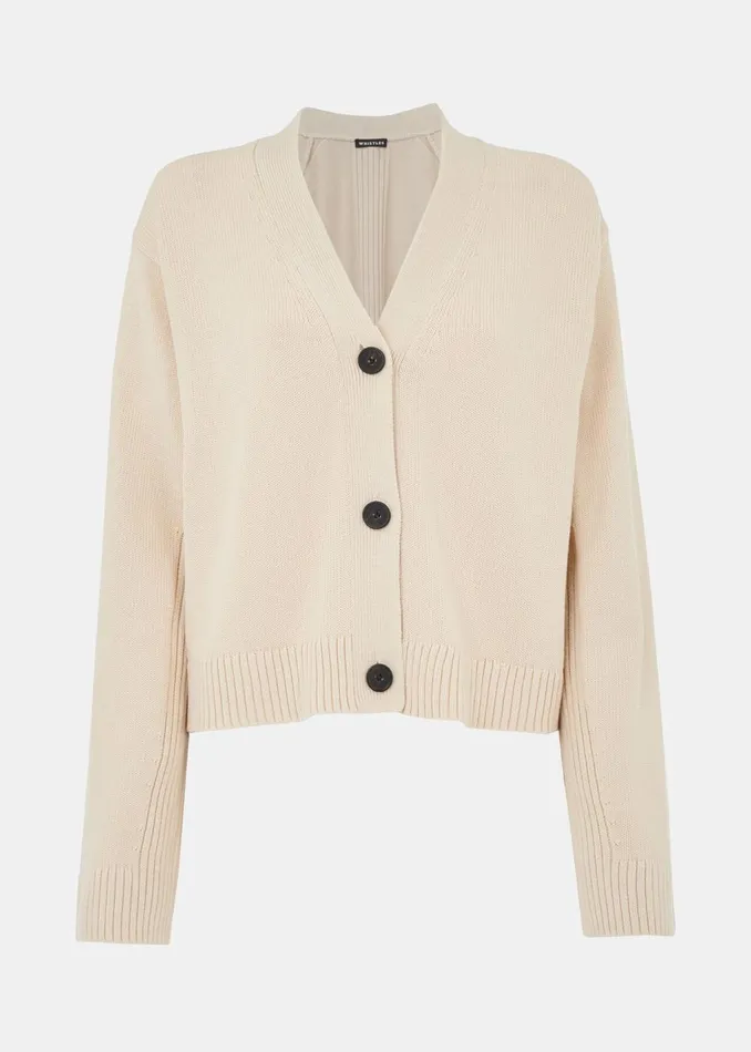 Women Knitwear and Cashmere Whistles Ivory Nina Button Front Cardigan