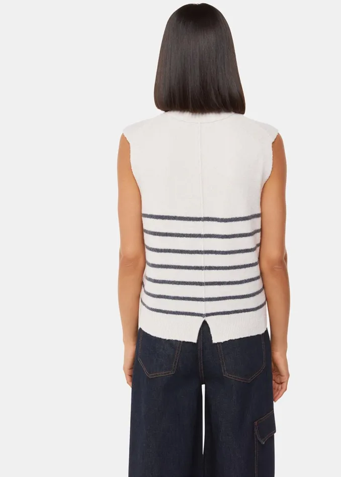 Women Knitwear and Cashmere Whistles Ivory Stripe Textured Tank