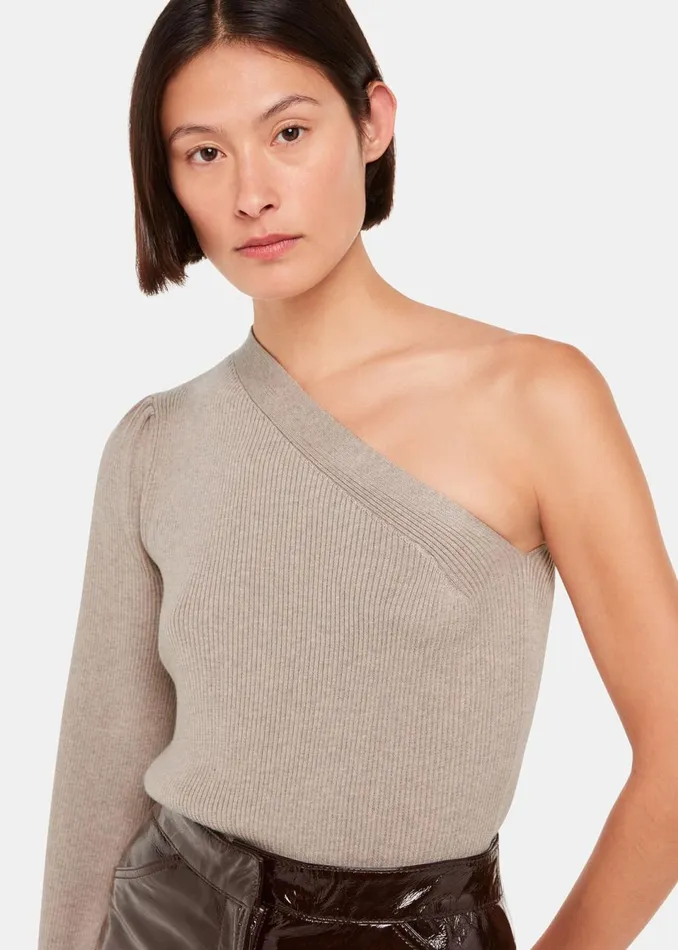 Women Knitwear and Cashmere Whistles Neutral One Shoulder Knit